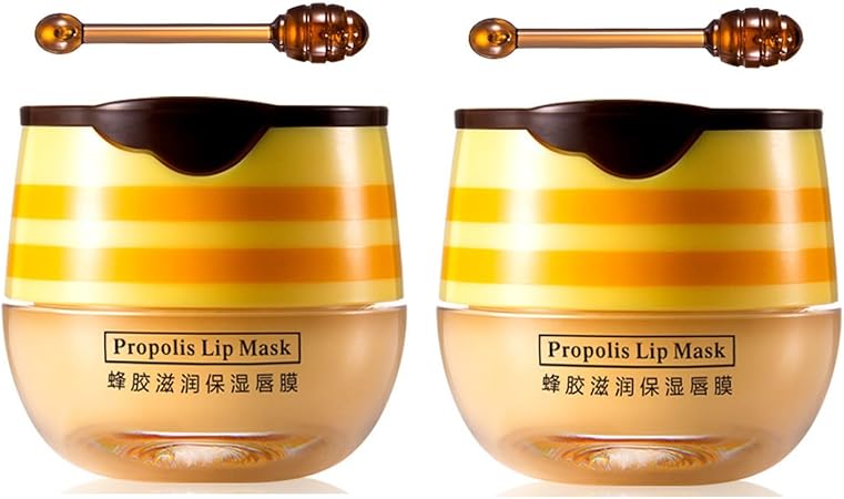 WFWJ 2 PCS BEE LIP BALM HONEY POT,HONEY LIP MASK,HONEY PROPOLIS LIP MASK MOISTURIZING MOISTURE NOURISHING DRY & CHAPPED LIPS,LIP CARE AND REDUCES LIP LINES - Image 5